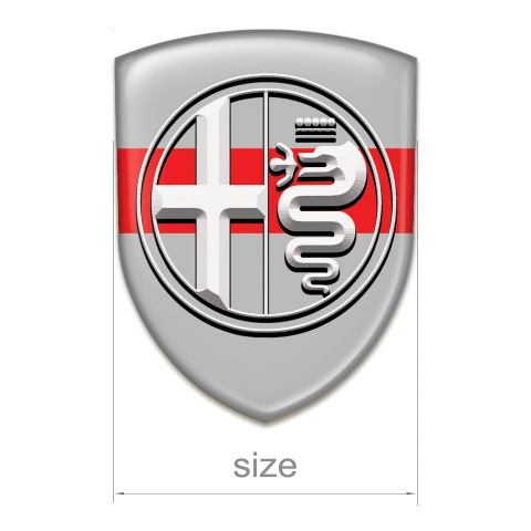 Alfa Romeo Car Interior Badge Gray with Red Ribbon White Logo 