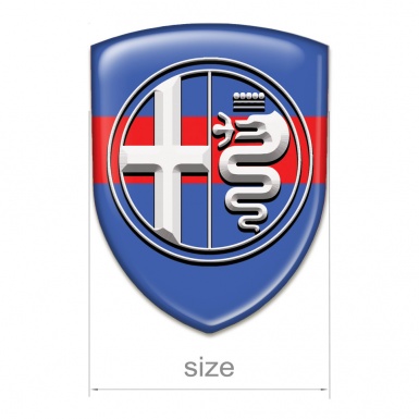 Alfa Romeo Silicone Car Decal Badge Blue with Red Tape White Logo 