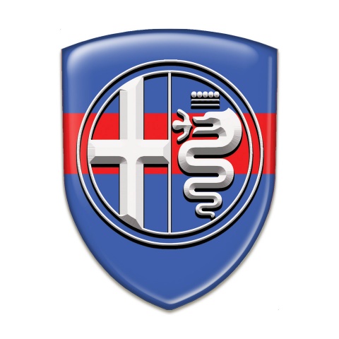 Alfa Romeo Silicone Car Decal Badge Blue with Red Tape White Logo 