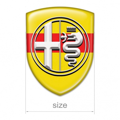 Alfa Romeo Silicone Badge Yellow with Red Tape White Logo 