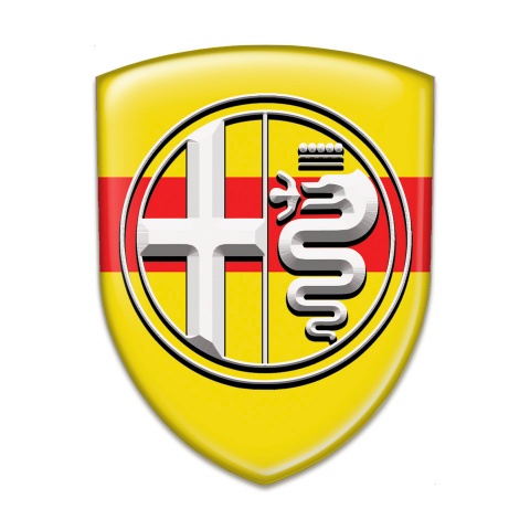 Alfa Romeo Silicone Badge Yellow with Red Tape White Logo 
