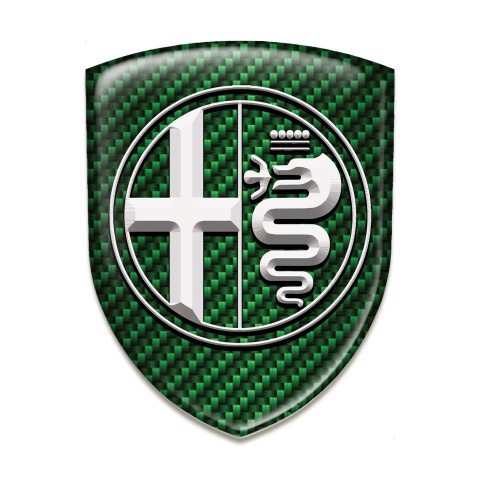 Alfa Romeo Tuning Emblem Green Carbon White Logo 