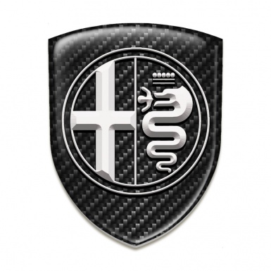 Alfa Romeo Domed Emblem Black Fibers White Logo 