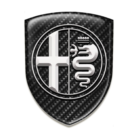 Alfa Romeo Domed Emblem Black Fibers White Logo 