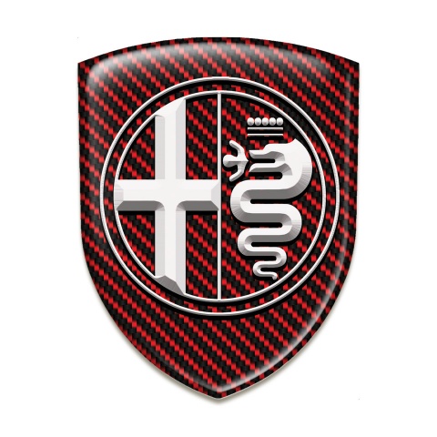 Alfa Romeo Resin Sticker Red Carbon White Logo 