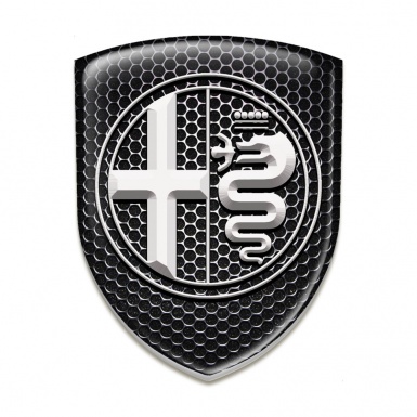 Alfa Romeo 3D Gel Emblem Perforated Steel White Logo 