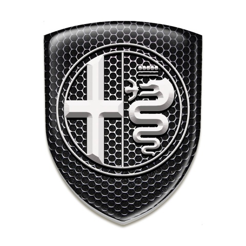 Alfa Romeo 3D Gel Emblem Perforated Steel White Logo 