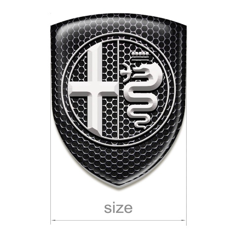 Alfa Romeo 3D Gel Emblem Perforated Steel White Logo 