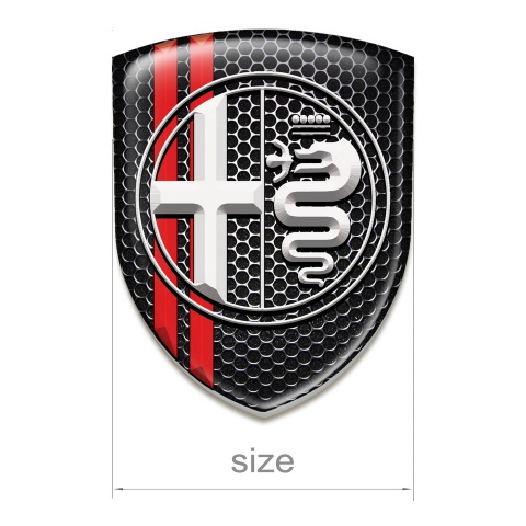 Alfa Romeo Emblem Exterior Perforated Steel Red Lines White Logo 