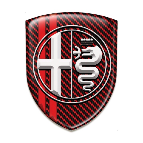 Alfa Romeo Emblem Interior Stylish Red Crbon with Red Stripes White Logo 