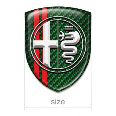 Alfa Romeo Car Accessories Badge Green Cabon with Red Stripes Type 