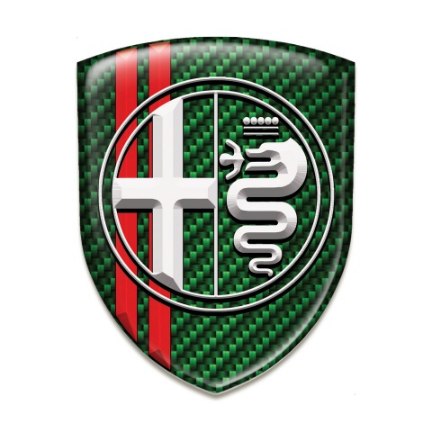 Alfa Romeo Car Accessories Badge Green Cabon with Red Stripes Type 