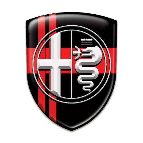 Alfa Romeo Silicone Emblem Black Base with Crossed Red Lines Style 