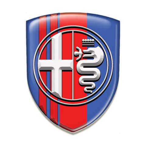 Alfa Romeo 3D Gel Emblem Blue Base with Red Lines Decoration 