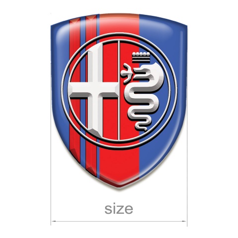 Alfa Romeo 3D Gel Emblem Blue Base with Red Lines Decoration 