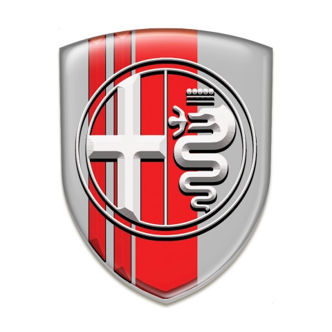 Alfa Romeo Emblem Exterior Gray Base with Red Lines Decoration 