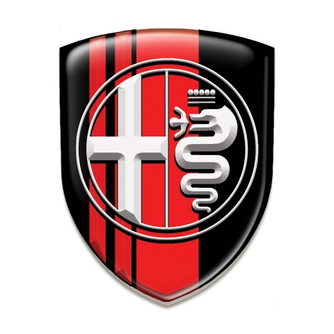 Alfa Romeo Emblem Interior Black Base with Red Lines Decoration 