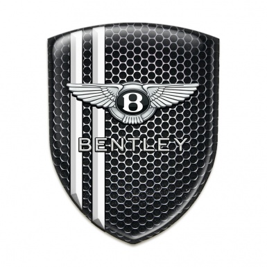 Bentley Self Adhesive Car logo Emblem Perforated Steel with White Lineees edition 