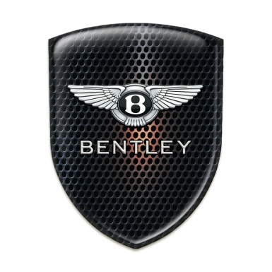 Bentley Logo Emblem Perforated Steel with Orange Glare Effect 