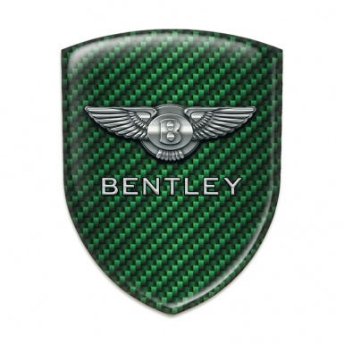 Bentley Domed Emblem Green Carbon Base Metal Logo Style 
