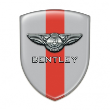 Bentley  Silicone Car Decal Badge Gray with Red Band Base Chrome Logo