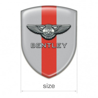 Bentley  Silicone Car Decal Badge Gray with Red Band Base Chrome Logo