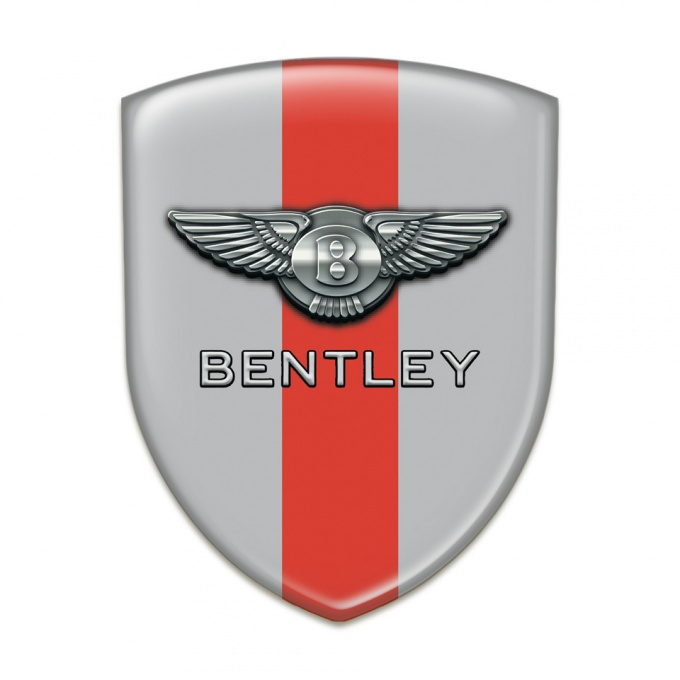 Bentley  Silicone Car Decal Badge Gray with Red Band Base Chrome Logo