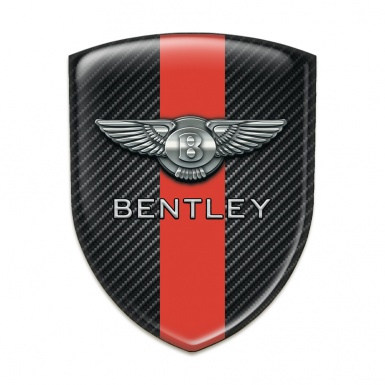 Bentley Self Adhesive Emblem Logo Black Fibers Print with Red band 