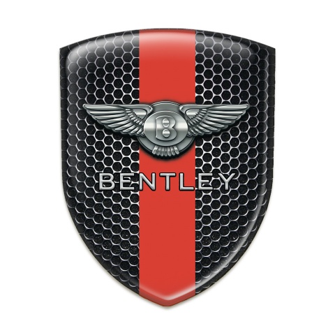 Bentley 3D Gel Emblem Perforated Steel with Red Band edition 