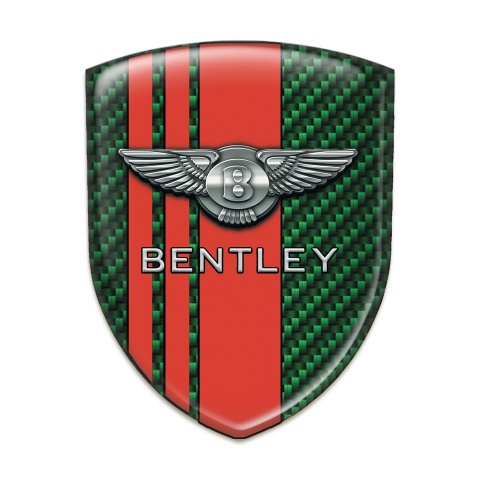 Bentley Self Adhesive Emblem Logo Green Carbon Red Lines Version 