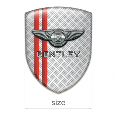 Bentley Emblem Badge Logo Metal Effect Base Red Stripes Decoration 