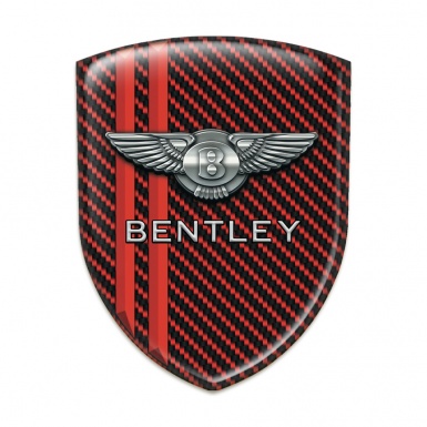 Bentley Domed Emblem Red Carbon Red Stripes Decoration 