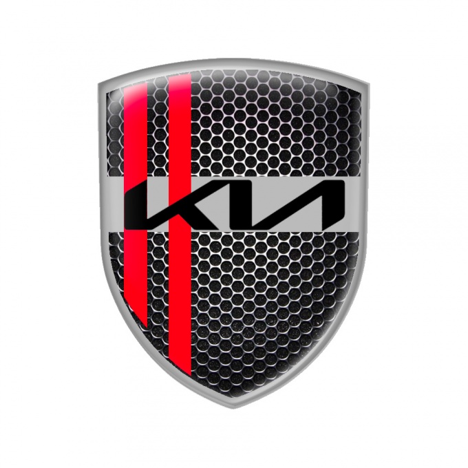 Kia Shield Silicone Emblem New Logo Red Line, Domed Emblems, Stickers