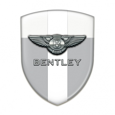 Bentley Silicone Badge Gray White Background Chrome Logo 