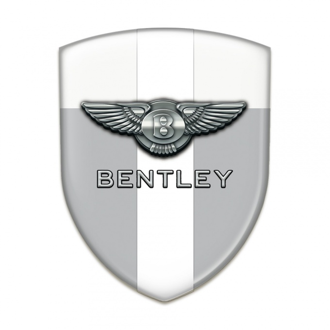 Bentley Silicone Badge Gray White Background Chrome Logo 