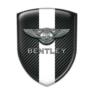 Bentley Logo Emblem Black Carbon with White Band Decoration 