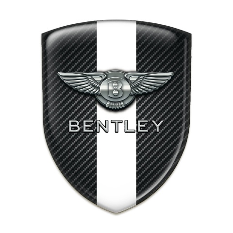 Bentley Logo Emblem Black Carbon with White Band Decoration 