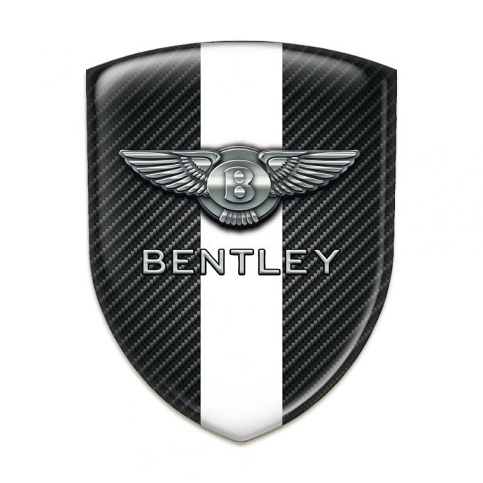 Bentley Logo Emblem Black Carbon with White Band Decoration 