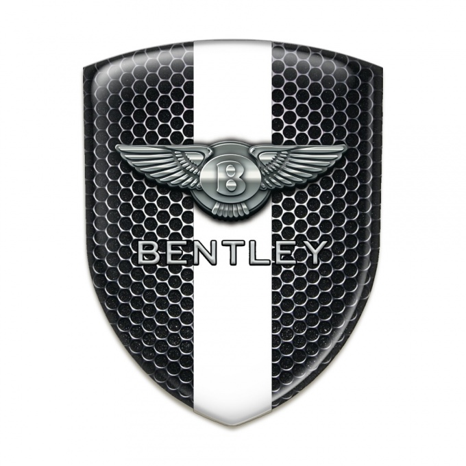 Bentley 3D Gel Emblem Perforated Steel With White Band Decoration 