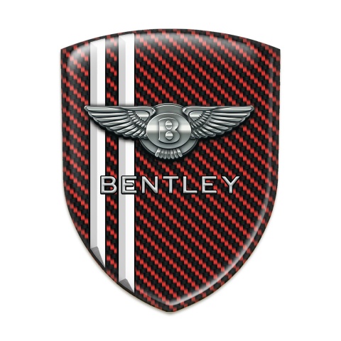 Bentley Domed Emblem Red Carbon with White Stripes Variant 