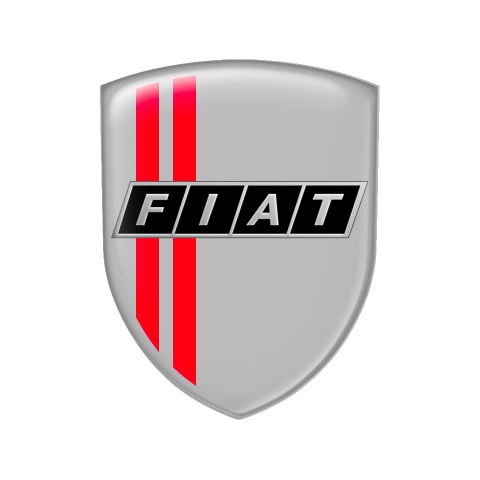 Fiat Shield Silicone Emblem Grey Red Line