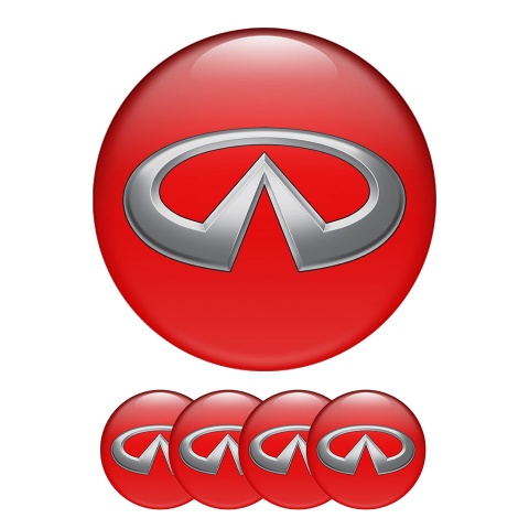 Infiniti Domed Stickers Wheel Center Cap Red Design