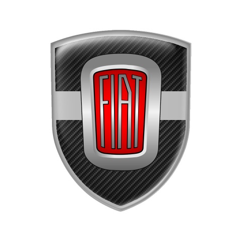 Fiat Domed Shield Emblem Carbon Red Logo