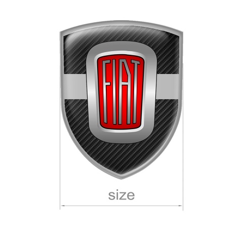 Fiat Domed Shield Emblem Carbon Red Logo