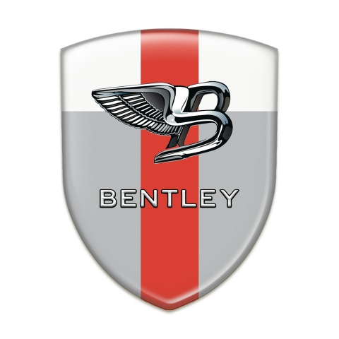 Bentley Self Adhesive Car logo Emblem Gray White Base with Red Ribbon 