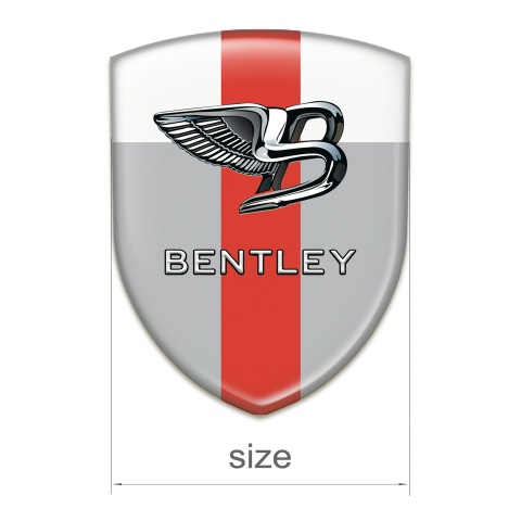 Bentley Self Adhesive Car logo Emblem Gray White Base with Red Ribbon 