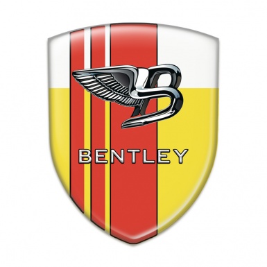 Bentley Self Adhesive Car logo Emblem Yellow White Version with Red Lines 