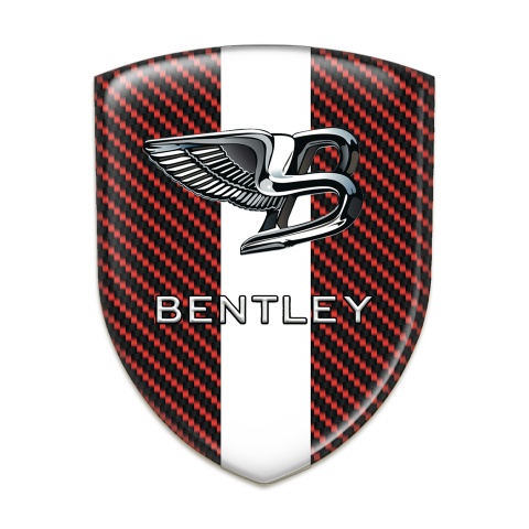 Bentley Logo Emblem Red carbon With White Ribbon Style 