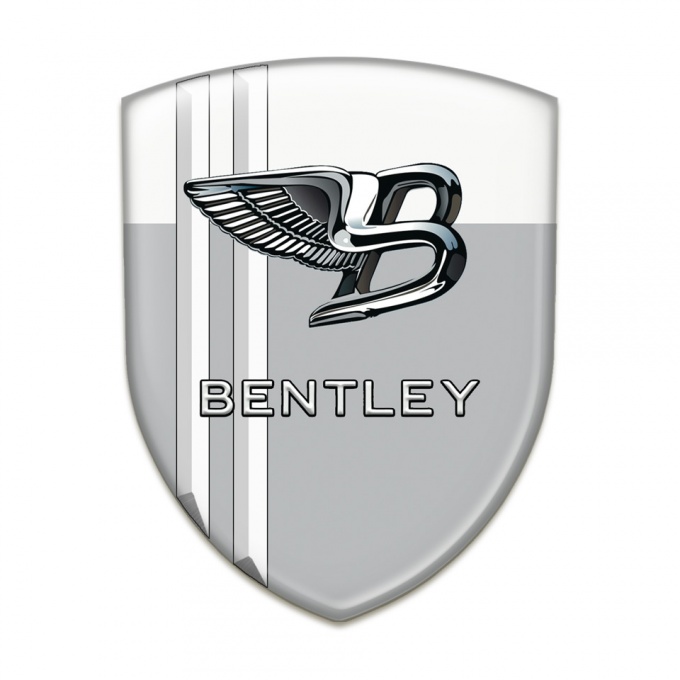 Bentley Self Adhesive Car logo Emblem Gray White base with White Lines Edition 