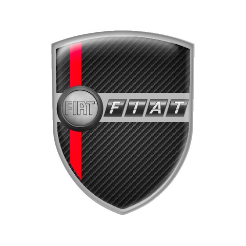 Fiat Shield Emblem Silicone Carbon Grey Logo Red Line